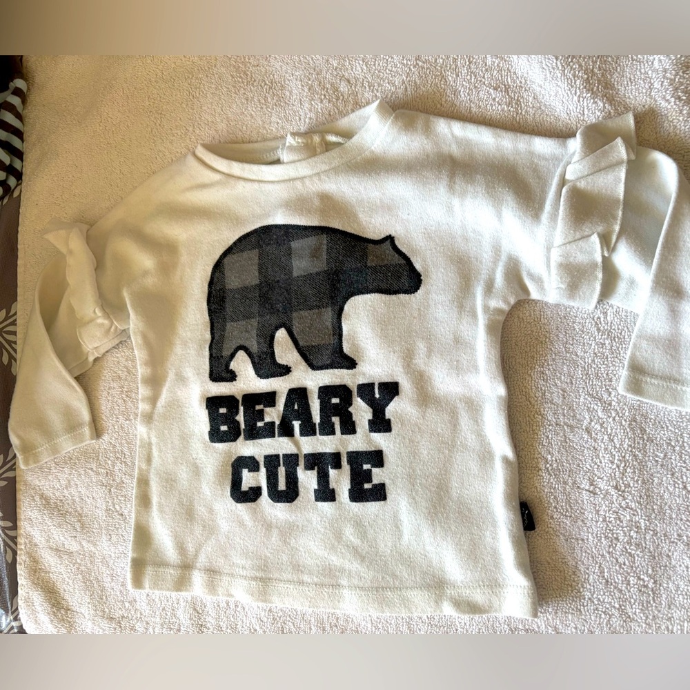 Beary Cute Kids Shirt - White and Black size 18mths